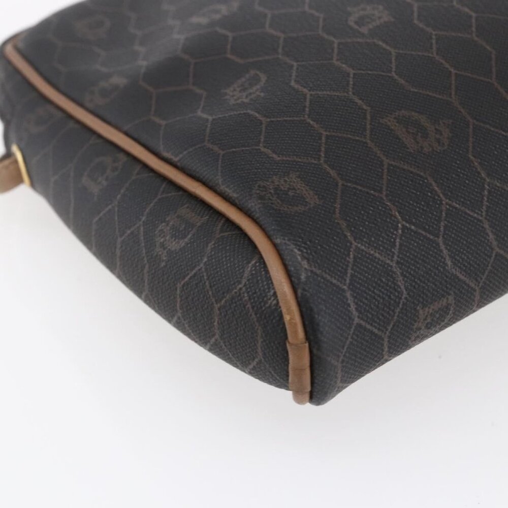 Authentic Christian Dior Honeycomb Canvas Shoulder Bag PVC Black Gold - Picture 5 of 16